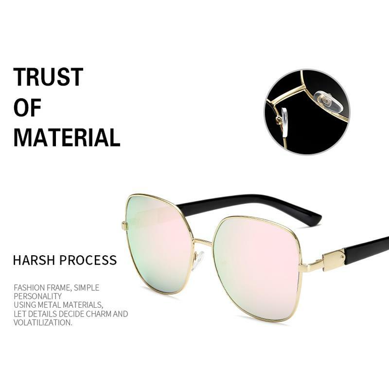 Gafas de sol de alta calidad para hombre y mujer, lentes de sol de gran tamaño, de Metal, espejo, para conducir, UV400