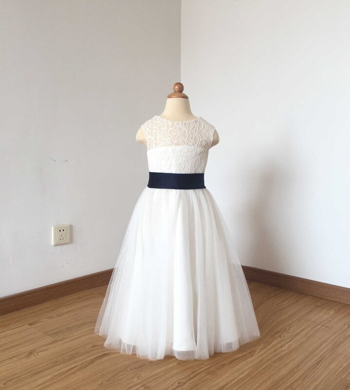 2020 Đầm Ren Nắp Tay Mới Hoa Bé Gái Váy Đầm Cho Đám Cưới Chữ A Nơ Bé Gái Rước Lễ Lần Đầu Cuộc Thi Đồ Bầu