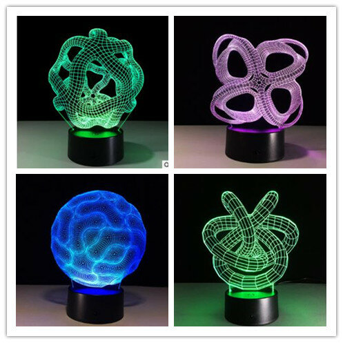 Creative Abstract 3D Illusion Lamp 7 Color Change Remote Touch Base LED 3D Night Light For Home Atmosphere Decor Laser Engraving
