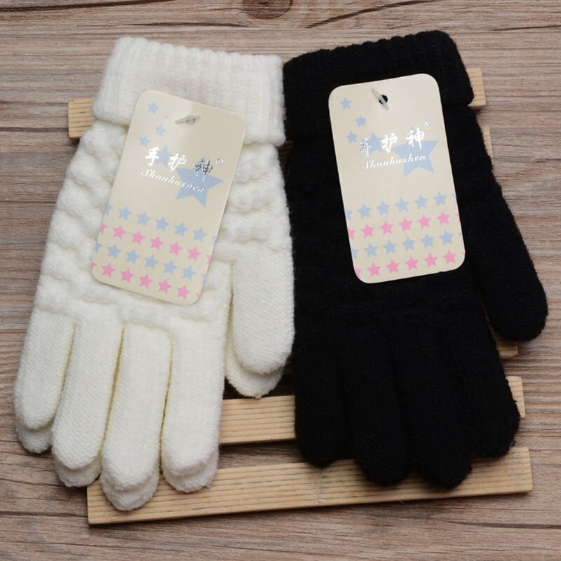 Nieuwe Mode Kinderen Dikke Gebreide Handschoenen Warme Winter Handschoenen Kinderen Stretch Wanten Jongen Meisje Baby Effen Guantes Hand Accessoires