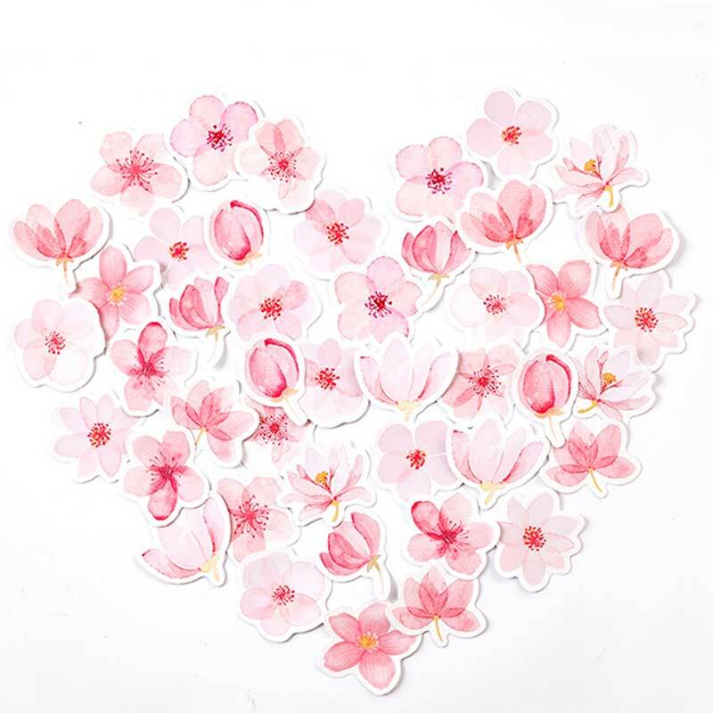 46 ชิ้น/กล่องสีชมพูน่ารักCherryสติกเกอร์Kawaiiญี่ปุ่นPlannerดอกไม้ตกแต่งสติกเกอร์กระดาษไดอารี่เครื่อง...