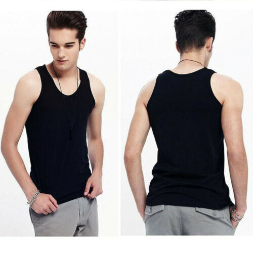 New Fashion Hot Sale Men Solid Sleeveless O-neck Slim Stretch Tank Tops Male Casual Gym Bodybuilding Fitness Workout Vest L-XXXL