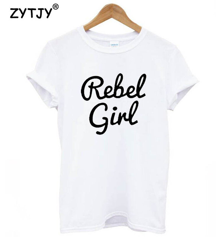 Rebel สาวจดหมายพิมพ์ผู้หญิง Tshirt ฝ้ายแบบสบายๆเสื้อยืดสำหรับสาว Top Tee Hipster Tumblr วางเรือ HH-43