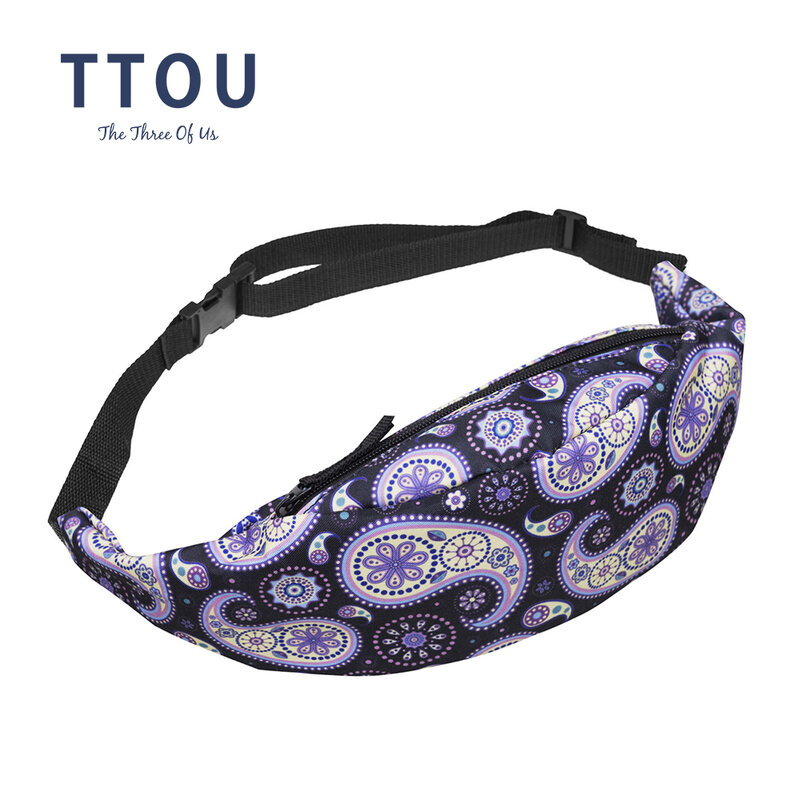 TTOU New 3D Colorful Waist Pack for Men Fanny Casual Pack Printed Style Bum Bag Women Money Belt Travelling Mobile Phone Bag