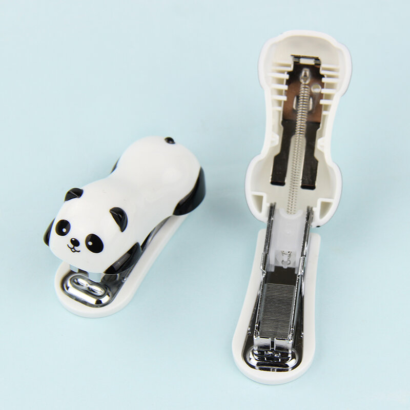 1 Set Mode Kartun Panda Stapler Set Kertas Kantor Penjilid Pengikat Pokok Perlengkapan Penting Hadiah untuk Siswa
