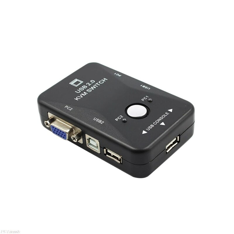 Caja de interruptores USB2.0 KVM de 2 puertos, ratón/teclado/Monitor de vídeo VGA 1920x1440