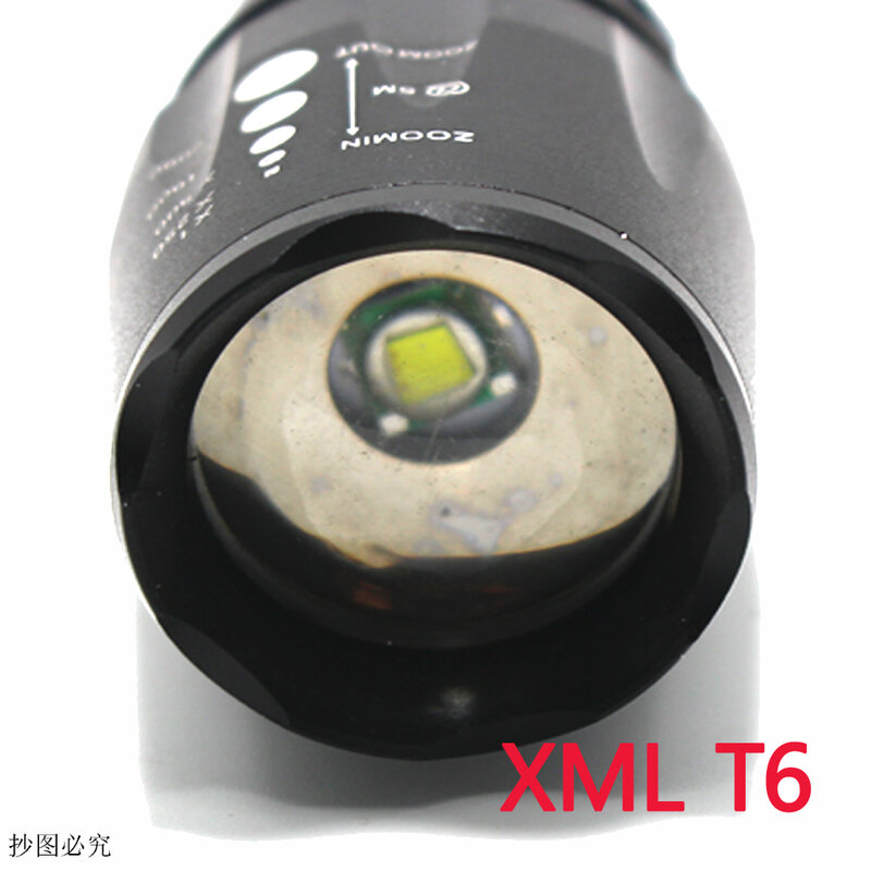 5000LM XM-T6 LED Đèn Pin Nhôm Phóng To Đèn Pin Led Cắm Trại Câu Cá Đèn Ánh Sáng Cho 1X18650 Pin + Sạc