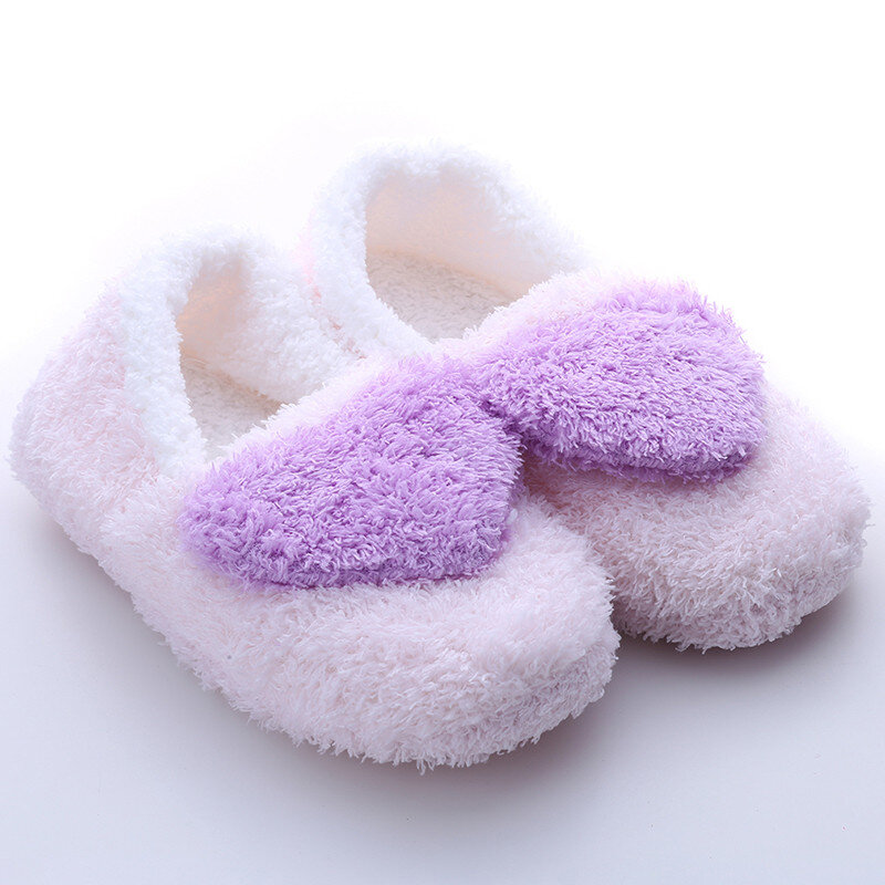 Lovely Ladies Home Floor Soft Women Indoor Slippers Outsole Comfortable Big Heart Decor Shoes Female Cashmere Warm Casual Shoes