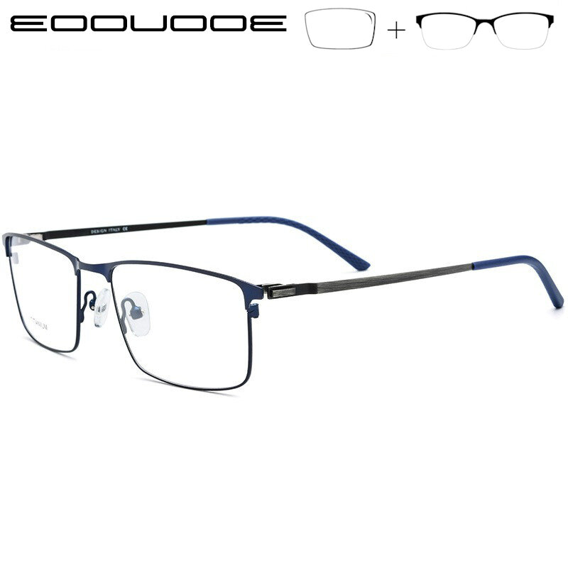 Óculos de prescrição de lentes respiratórias, óculos masculinos de liga de titânio com armação completa, óculos para miopia sem parafusos