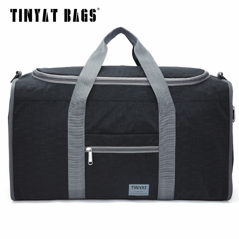 TINYAT-bolsa de viaje plegable para hombre y mujer, bolso de mano Molle portátil, impermeable, de nailon, informal, de viaje, color negro, T-306 de equipaje