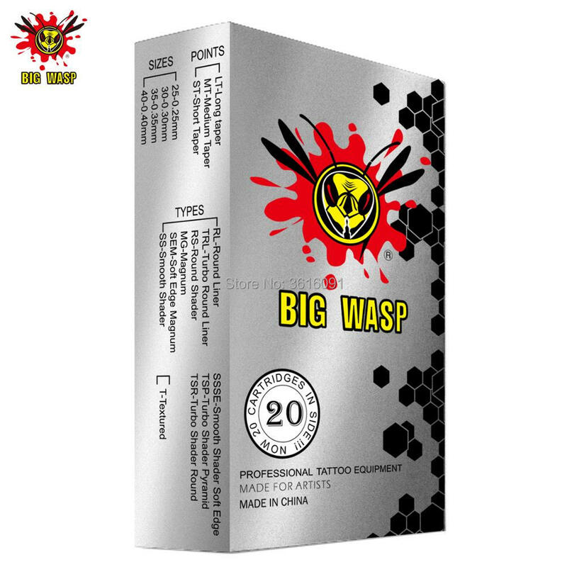 BIGWASP 1015RM Tattoo Needle Cartridges #10 Bugpin (0.30mm) 15 Curved Magnum 15RM for Cartridge Tattoo Machines & Grips 20Pcs