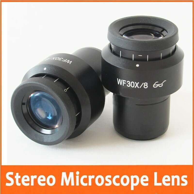Wf30x 8mm zoom microscópio biológico estéreo de laboratório ajustável ocular ocular alta lente óptica com tamanho de montagem 30mm
