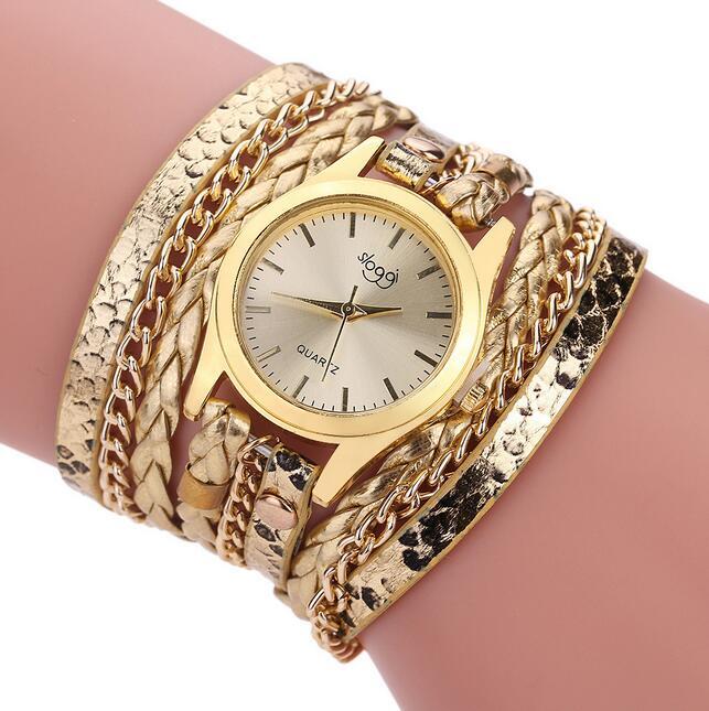 Reloj de cuarzo de cuero de marca de lujo para mujer, pulsera informal a la moda, relojes trenzados para mujer 2020