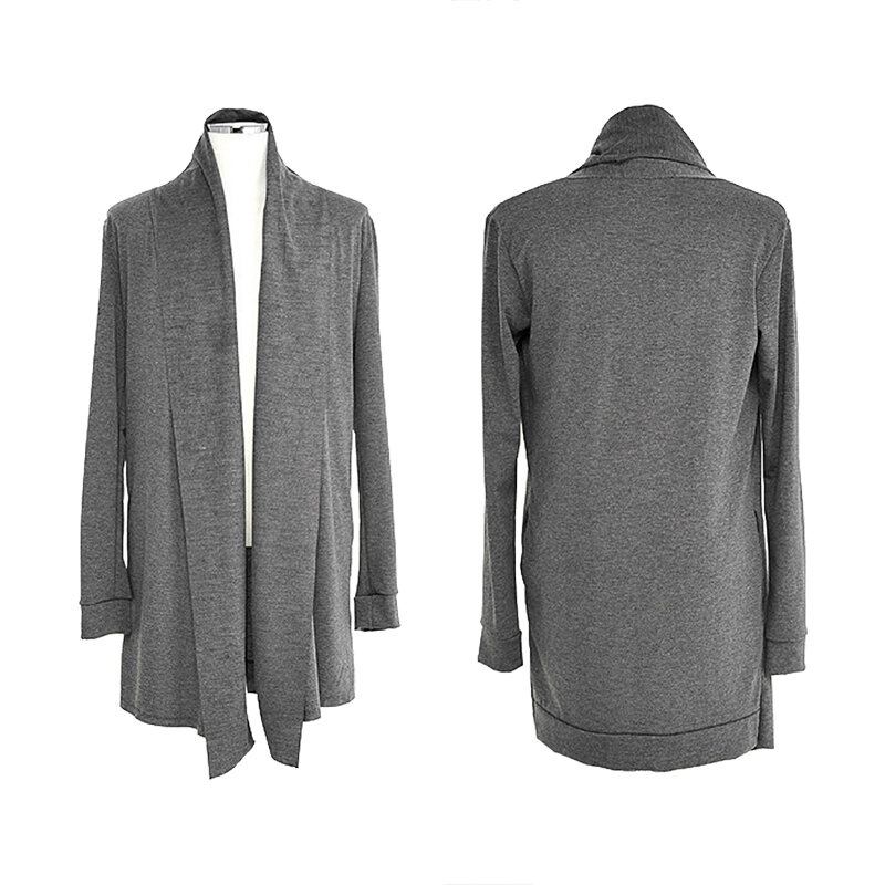 Nova moda juventude masculino camisola de cor sólida camisa de fundo de manga comprida casaco de camisola de cardigan longo fino masculino
