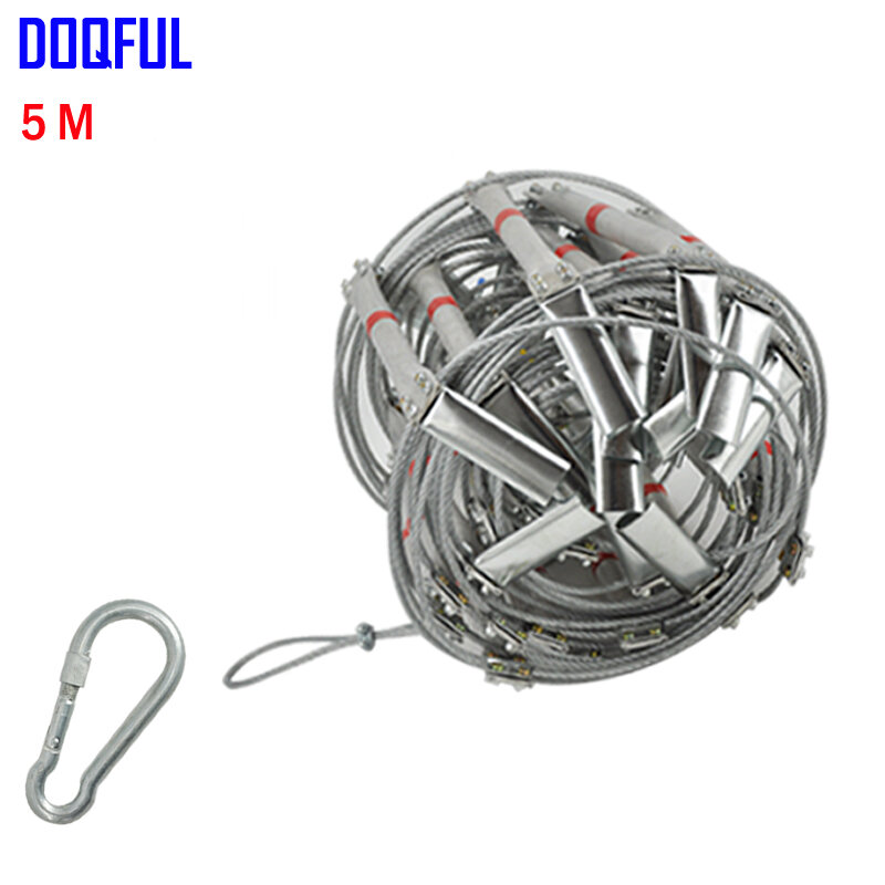 5M Fire Escape Ladder 17FT Folding Steel Wire Rope Ladders Aluminum Alloy Emergency Survival Rescue Safety Antiskid Tools