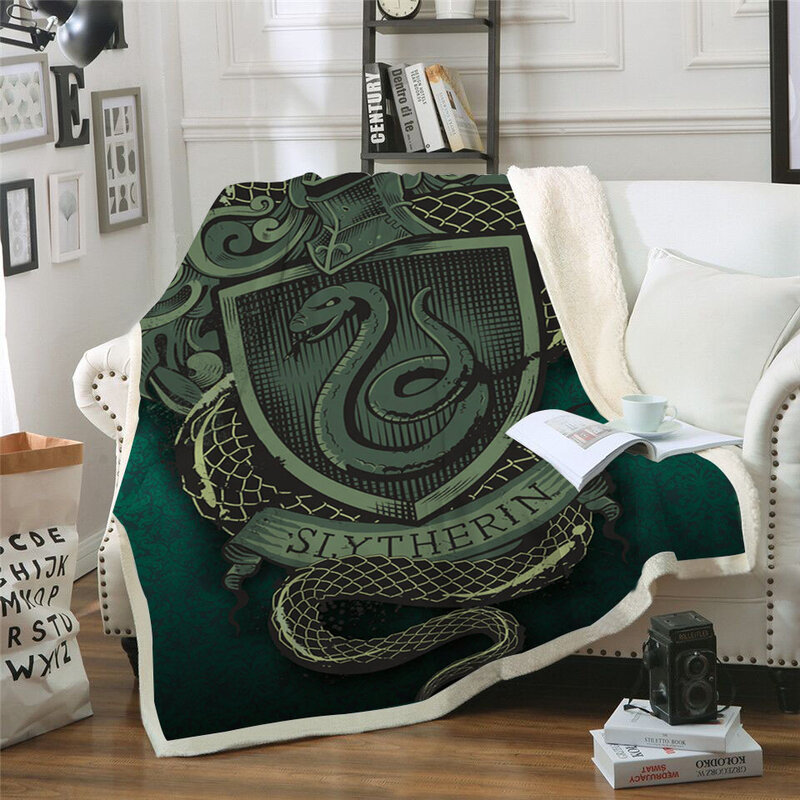 Capa de pelúcia de veludo em 3d com estampa verde de cobra, cobertor de lã, cobertor para jovens, tomada de cama