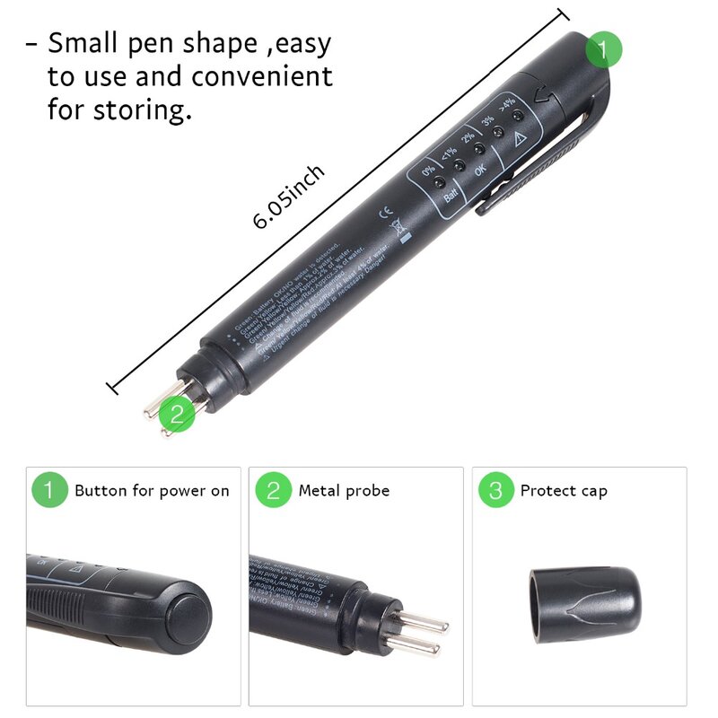 Remvloeistof Tester Pen 5 Led Voor DOT3/DOT4 Remvloeistof Tester Nauwkeurige Remolie Kwaliteit Controleren Automotivo Auto accessoires