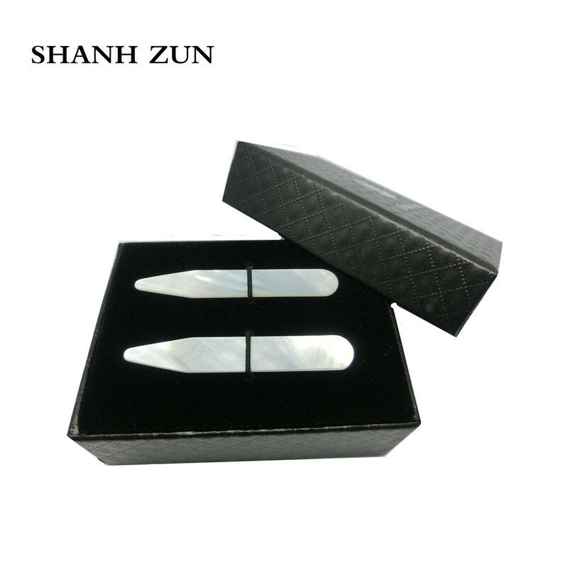 SHANH ZUN Classic High Polish Natural Shell Collar Stays for Men's Dress Shirt 2.37"