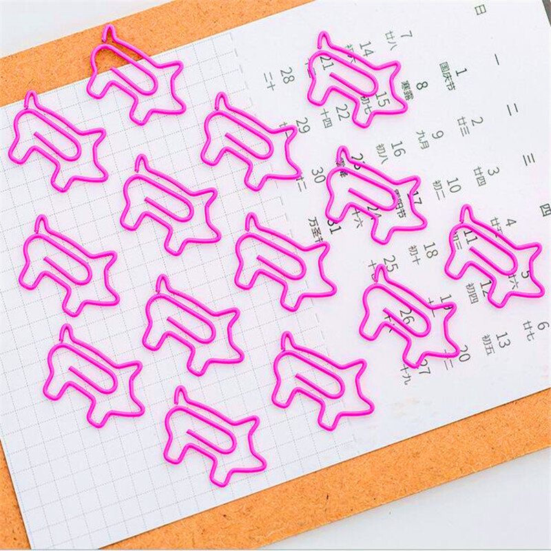 Clip de papel de cerdo rosa, Pin de latido del corazón para estudiantes, Clip de almacenamiento de oficina para oficina, 10 unids/lote
