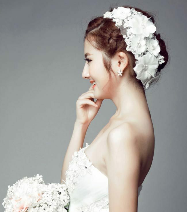 Chapeaux de mariage en dentelle avec perles et strass, couvre-chef de mariée en fleur, pour fête de mariage, en Stock, 2020