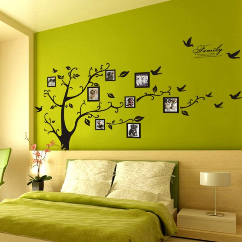 Pegatinas de pared para decoración del hogar, adhesivos de material de PVC de tamaño de 200x250 cm/79x99 pulgadas, en negro 3D, para árbol de fotos familiar de bricolaje
