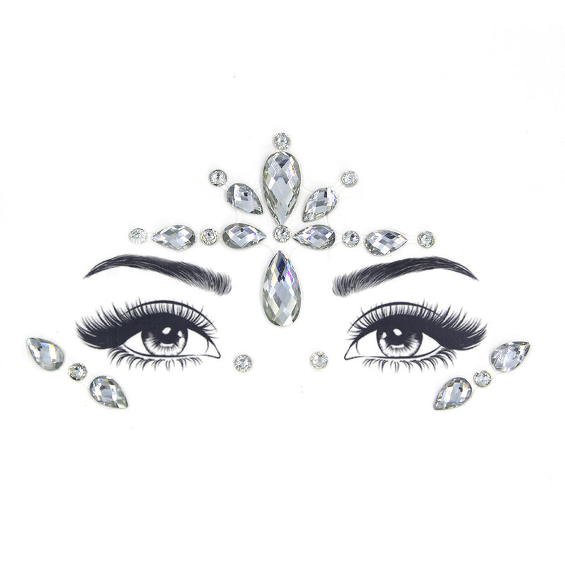 Stiker Tato Glitter Permata Wajah Rias Wajah Seni Tubuh Perhiasan WAJAH Modis Cantik untuk Pesta Festival
