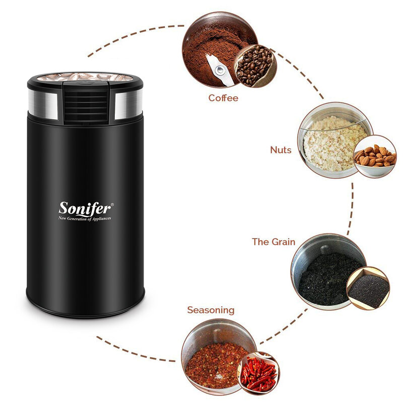 미니 전기 커피 그라인더 카페 잔디 견과류 허브 곡물 후추 담배 향신료 밀가루 밀 커피 콩 그라인더 기계 Sonifer