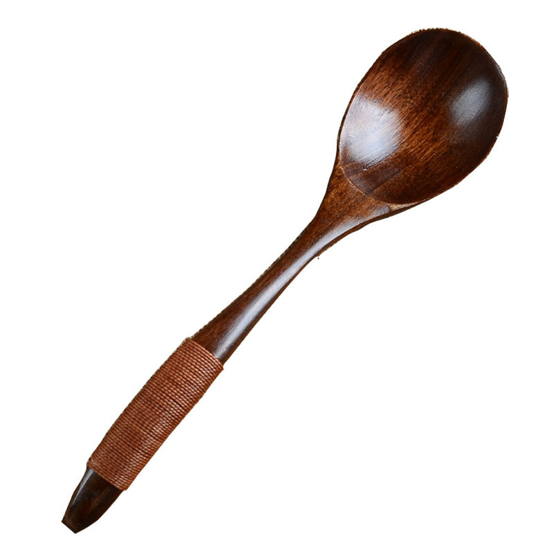High Quality Natural Wood Spoon Fork Bamboo Kitchen Cooking Dining Soup Tea Honey Coffee Utensil Tools Soup-Teaspoon Tableware