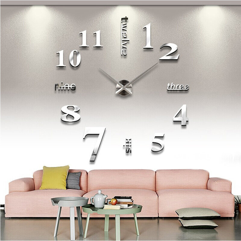 Gran oferta de relojes de espejo 3d para decoración del hogar, reloj Circular de pared grande para sala de estar, bricolaje, con personalidad, envío gratis