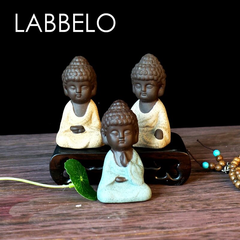 Labbelo – statue de bouddha en céramique, accessoires de boutique, ornements de bon augure, jardin de fleurs de sable