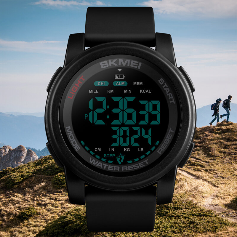 Skmei relógio digital as calorias pedômetro, de pulso esportivo à prova d'água militar masculino pulseira de alarme