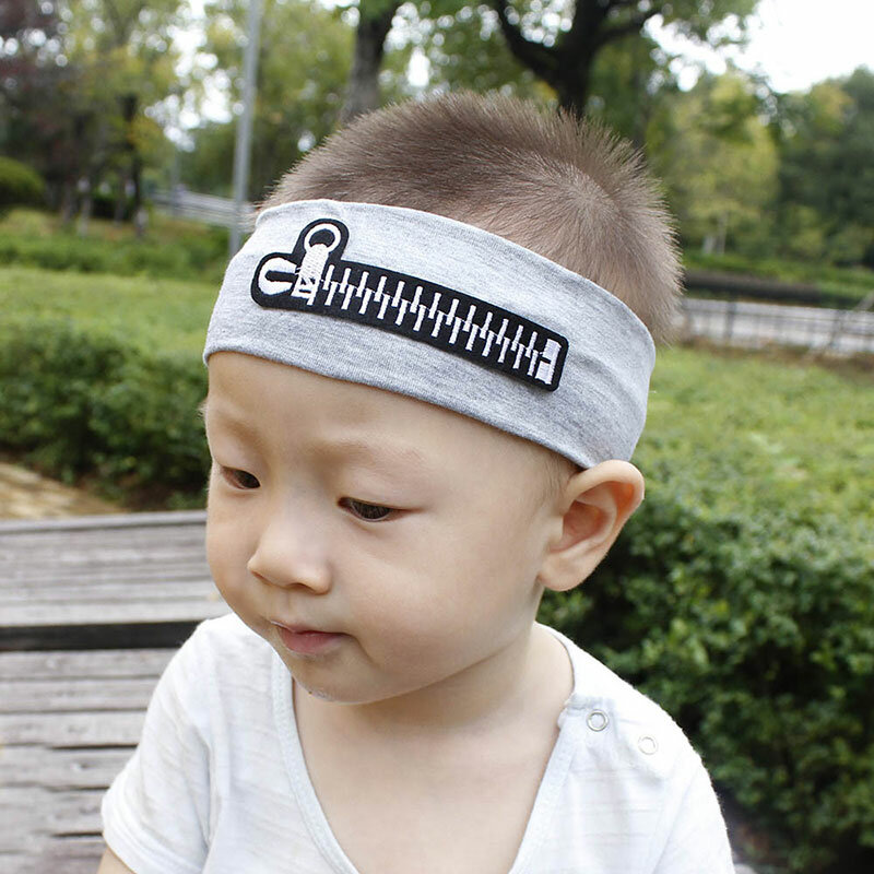 Children Label Zipper Hair Bands Baby Solid Color Hair Accessories Sports Stretch Cotton Hairbands Kids Fashion Casual Headband