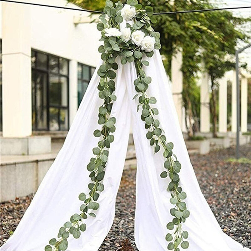 2m Artificial Eucalyptus Leaves Vine Fake Greenery Garland For Wedding Party Decoration Home Table Arch Decor Faux Eucalyptus