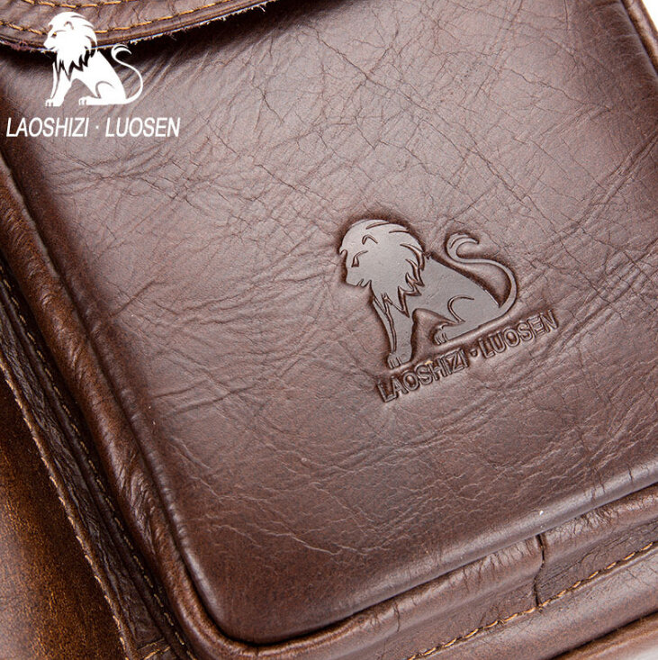 LAOSHIZI LUOSEN – sac à main en cuir véritable pour hommes, sac à bandoulière Vintage, fourre-tout Business