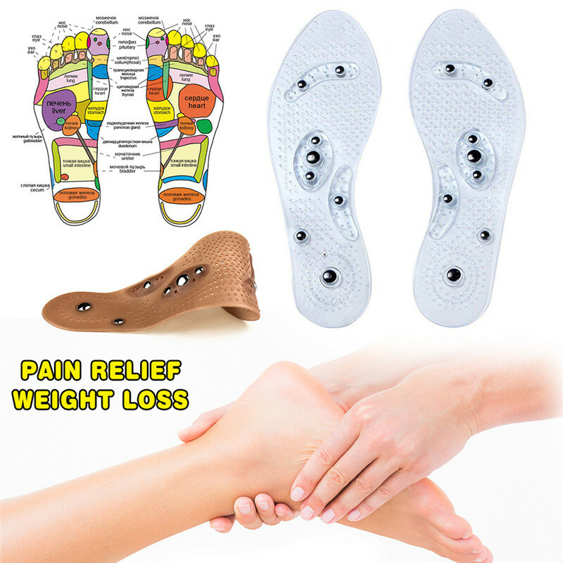 แม่เหล็กซิลิโคน Insoles โปร่งใสนวดเท้าลดน้ำหนัก Slimming Insole Health Care รองเท้า Sole Dropshipping