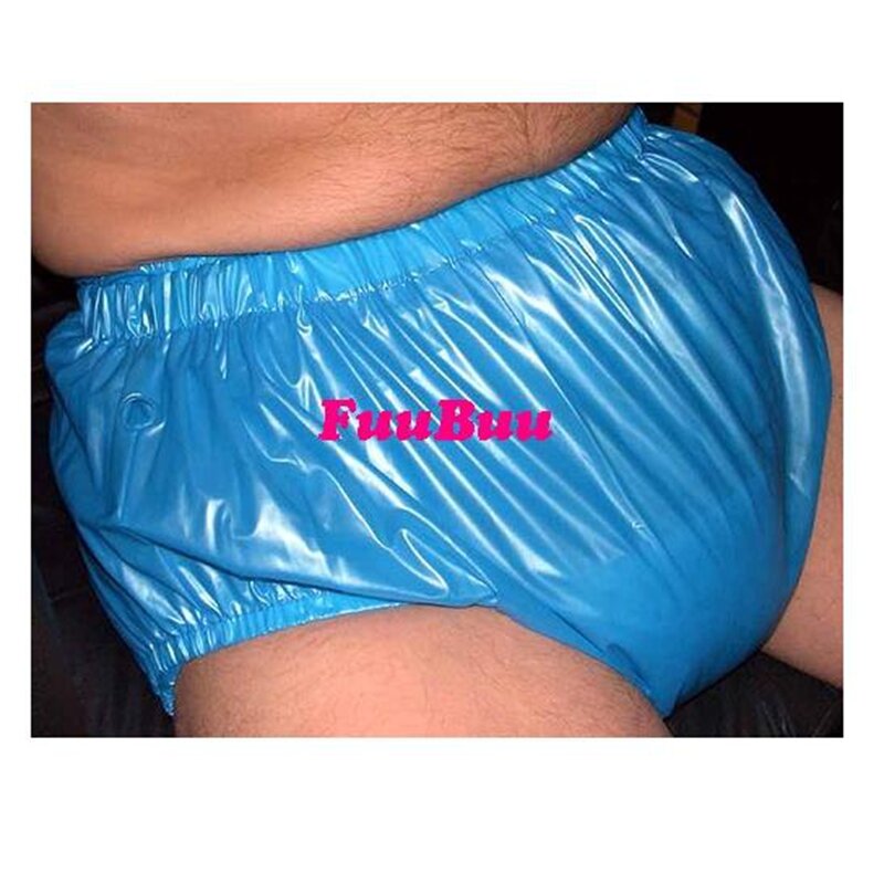 Gratis Pengiriman FUUBUU2201-Blue-XL-2PCS Tarik Plastik Celana Dalam Pria Boxer Celana Pendek Pria PVC Inkontinensia Celana Pendek