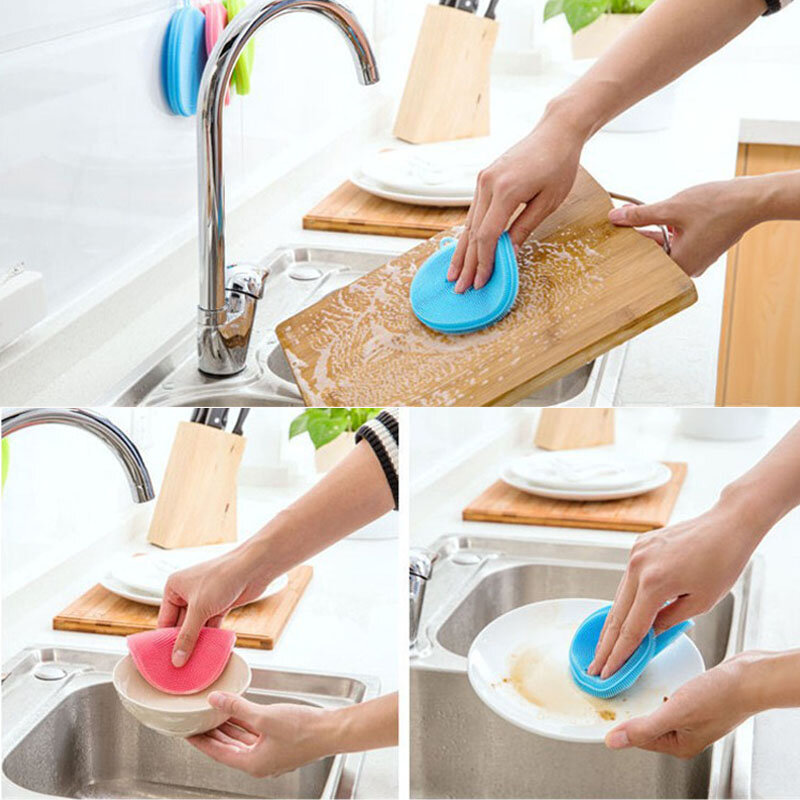 실리콘 청소 브러쉬 Dishwashing 스폰지 다기능 과일 야채 칼 붙이 주방 브러쉬 주방 도구