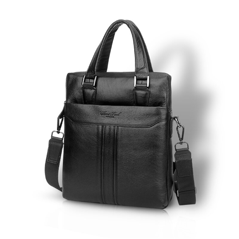 CHEER SOUL Genuine Leather Briefcase Business Handbag Men Office Laptop Bag Messenger Bags For Men Tote Purse Male Shoulder Bags