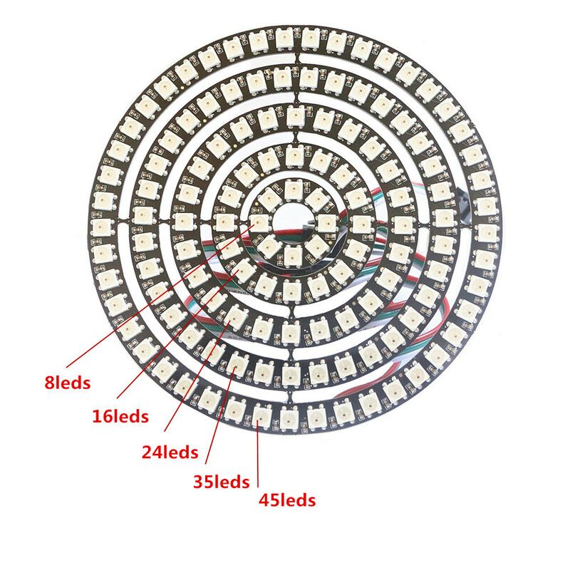 8/16/24/35/45/128 leds ws2812b pixel anel endereçável led módulos dc5v sk6812 ws2812 rgb cor cheia redonda led círculo novo