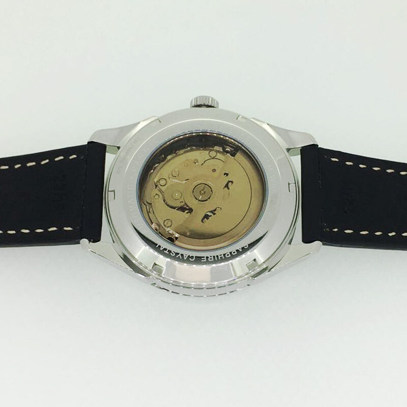 PARNIS 42MM cassa d'argento orologi da uomo quadrante nero vetro zaffiro meccanico automatico orologio da uomo relojes para automaticos 2021