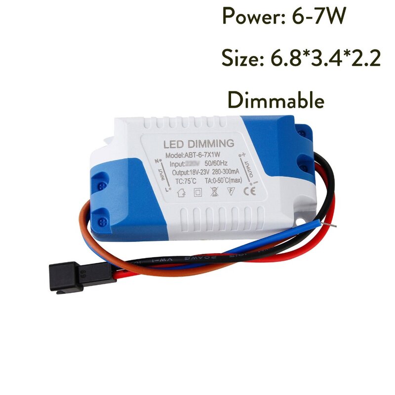 Kualitas Tinggi Dimmable 3 W 5 W 7 W 8-10 W 15 W 15-24 W Power supply LED Driver Adaptor Transformator 300mA untuk LED Downlight 85-265 V