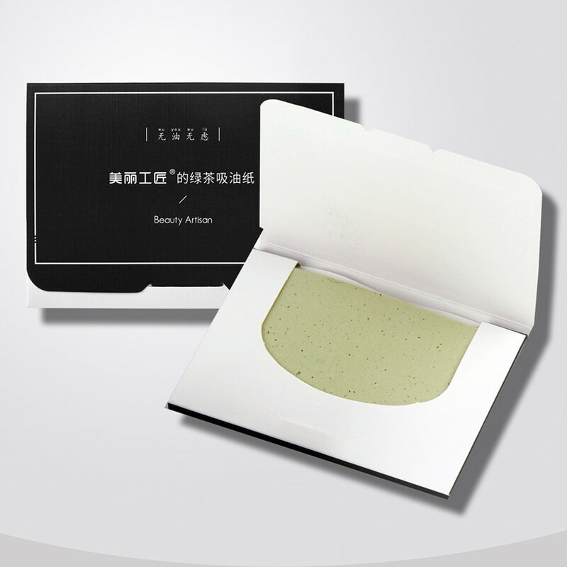 Filme de carvão de bambu para absorção de óleo, papel facial linho chá verde absorvente de óleo ferramenta para o rosto com 100 folhas/pacote