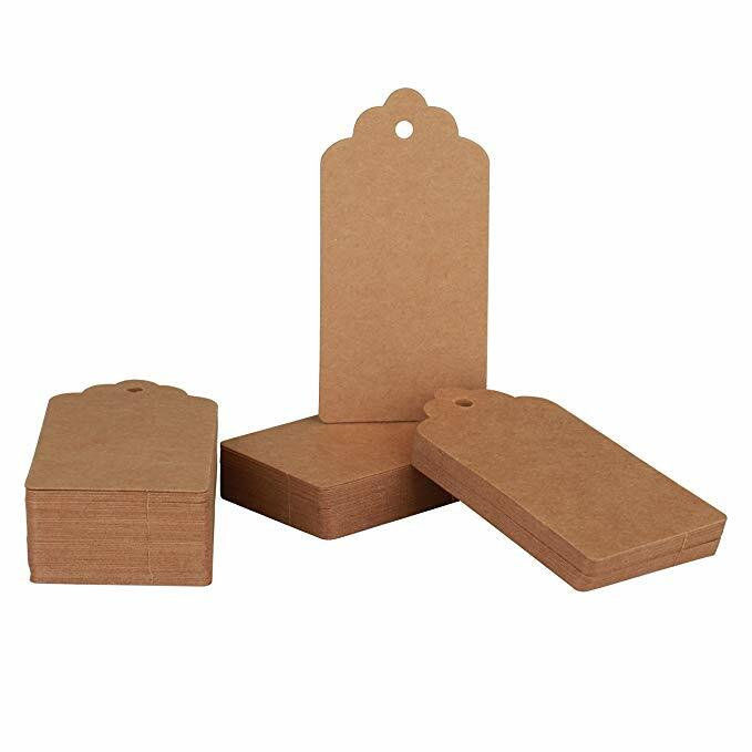100pcs brown Kraft paper tags for wedding or party decoration gift tags and Packaging Hang Tags is customized DIY labels