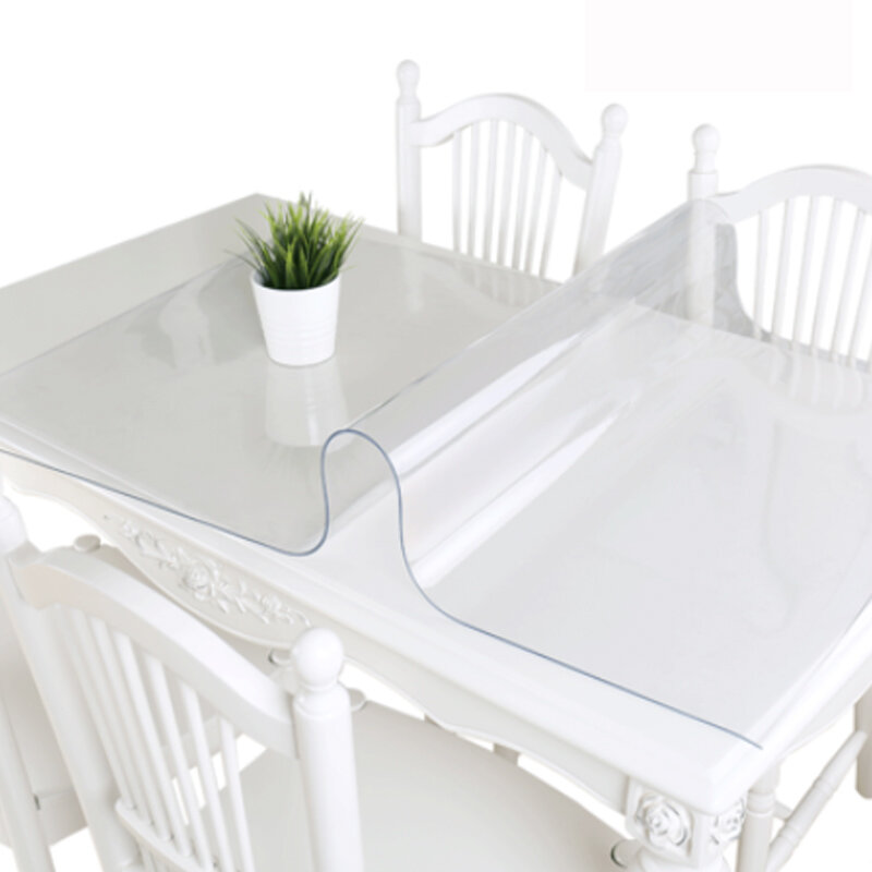 Toalha de mesa retangular 1.5mm de pvc, transparente, à prova d'água, macia, vidro, decoração da cozinha