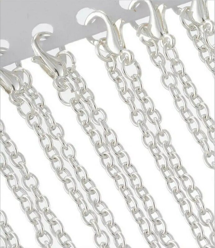12 шт, 3x4 мм, металлические цепочки для ожерелья, оптом, с лосстерными застежками, серебряный цвет, открытая цепочка, ремесло, сделай сам, ювели...