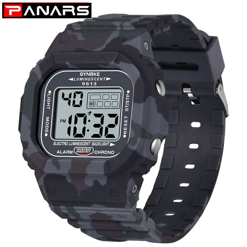 SYNOKE Männer Uhr Outdoor Sport 3Bar Wasserdichte Digitale Uhren LED Uhr Woche Display Military Fashion Armbanduhr reloj hombre