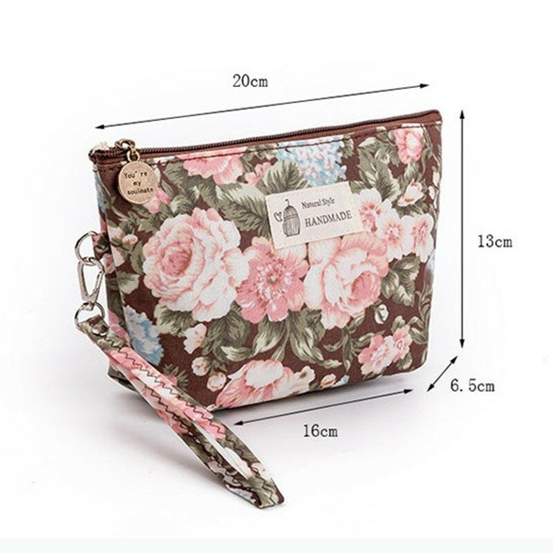 Miyahouse New Vintage Floral Printed Cosmetic Bag Women Makeup Bags Female Zipper Cosmetics Bag Portable Travel Make Up Pouch