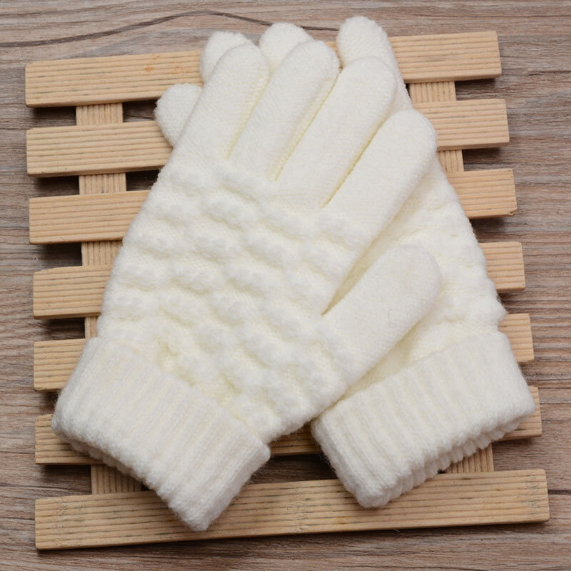 Nova moda crianças grossas luvas de malha luvas de inverno quente crianças estiramento luvas menino menina infantil sólida guantes mão acessórios