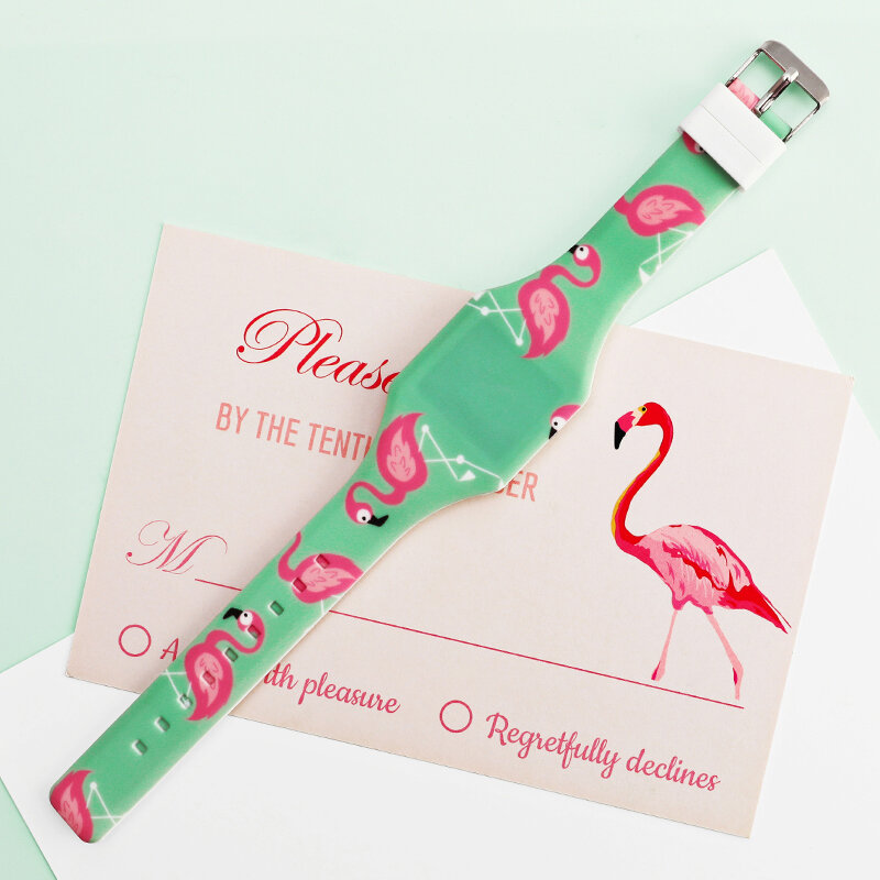 Jam Tangan Digital Flamingo untuk Anak Siswa Tampilan LED Desain Kartun Lucu Anak Perempuan dan Laki-laki