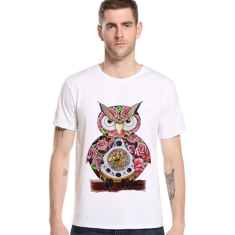 Camiseta de moda creativa para hombre, camisa hipster con dibujos de animales, Calavera, búho, básicas, fresca, divertida, de marca, de verano, L6D12, nueva